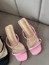 Women Rhinestone Embedded Straps Slid-On Heels